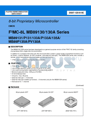 MB89P133 datasheet - 8-bit Proprietary Microcontroller