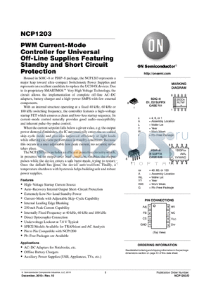 NCP1203_10 datasheet - PWM Current--Mode Controller for Universal Off--Line Supplies Featuring Standby and Short Circuit Protection
