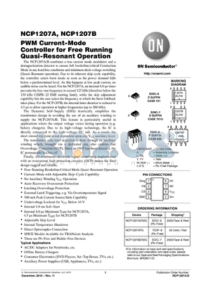 NCP1207BDR2G datasheet - PWM Current-Mode Controller for Free Running Quasi-Resonant Operation