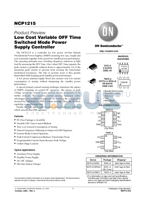 NCP1215 datasheet - Low Cost Variable OFF Time Switched Mode Power Supply Controller