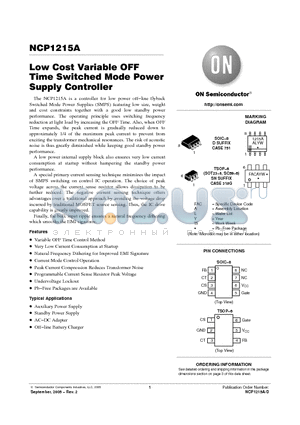 NCP1215A datasheet - Low Cost Variable OFF Time Switched Mode Power Supply Controller