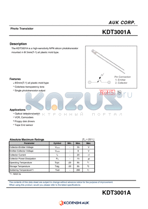 KDT3001A datasheet - Photo Transistor