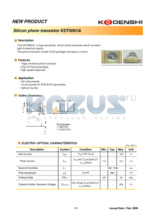 KDT5001A datasheet - Phototransistor