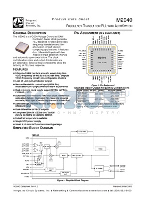 M2040-01-533.3334 datasheet - FREQUENCY TRANSLATION PLL WITH AUTOSWITCH