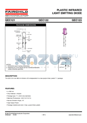 QEC121 datasheet - PLASTIC INFRARED LIGHT EMITTING DIODE