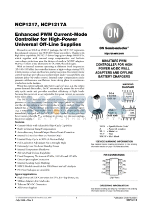 NCP1217AP133 datasheet - Enhanced PWM Current-Mode Controller for High-Power Universal Off-Line Supplies