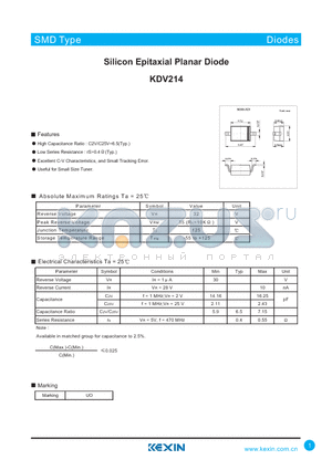 KDV214 datasheet - Silicon Epitaxial Planar Diode