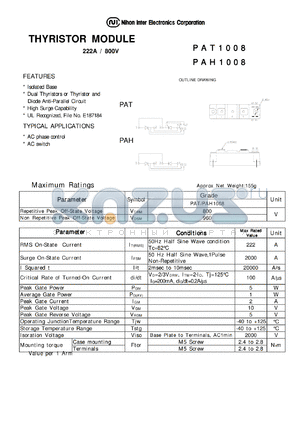 PAT1008 datasheet - THYRISTOR MODULE