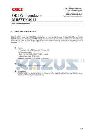 MR57T00401J-XXXKB datasheet - P2ROM MultiMediaCard