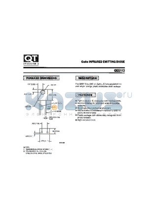 QEE113 datasheet - GAAS INFRARED EMITTING DIODE