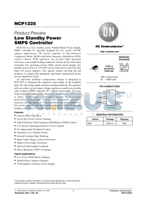 NCP1225 datasheet - Low Standby Power SMPS Controller