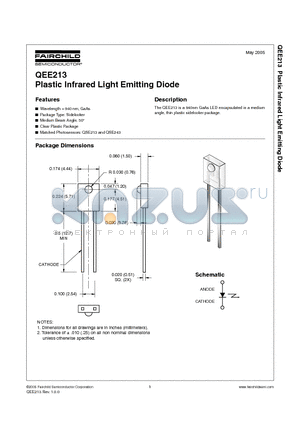 QEE213 datasheet - Plastic Infrared Light Emitting Diode