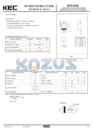 KDV262E datasheet - SILICON EPITAXIAL PLANAR DIODE