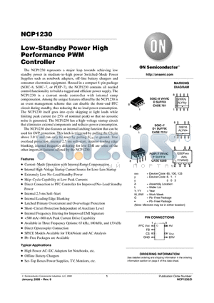 NCP1230D165R2G datasheet - Low-Standby Power High Performance PWM Controller