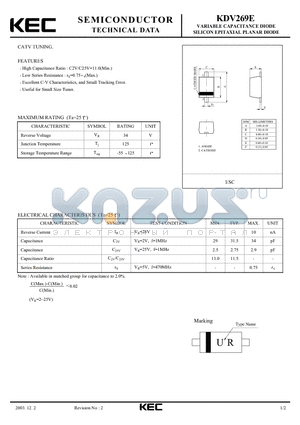 KDV269E datasheet - SILICON EPITAXIAL PLANAR DIODE