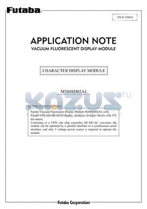 M204SD02AJ datasheet - VACUUM FLUORESCENT DISPLAY MODULE