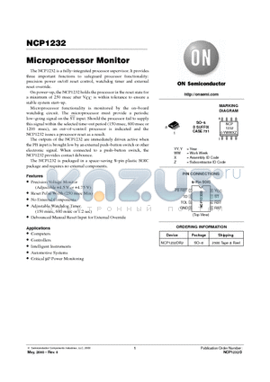 NCP1232DR2 datasheet - Microprocessor Monitor