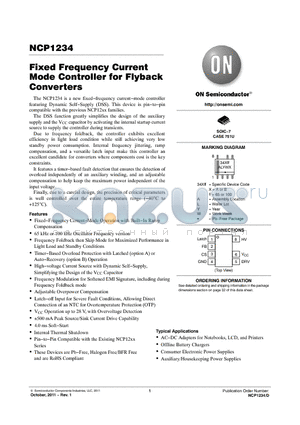 NCP1234 datasheet - Fixed Frequency Current Mode Controller for Flyback Converters