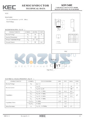 KDV348E datasheet - VARIABLE CAPACITANCE DIODE SILICON EPITAXIAL PLANAR DIODE