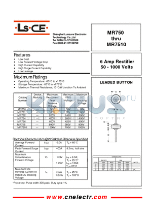 MR7510 datasheet - 6Amp rectifier 50-1000 volts