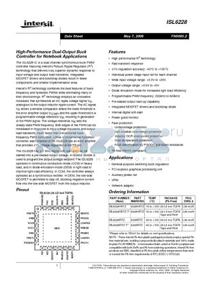 ISL6228 datasheet - High-Performance Dual-Output Buck Controller for Notebook Applications