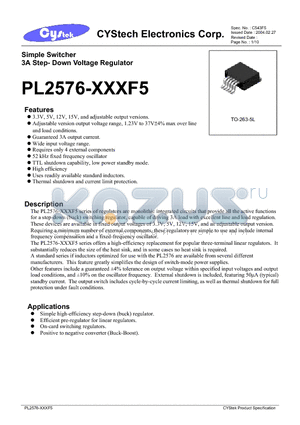 PL2576-3.3F5 datasheet - Simple Switcher 3A Step- Down Voltage Regulator