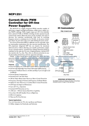 NCP1251ASN65T1G datasheet - Current-Mode PWM Controller for Off-line Power Supplies