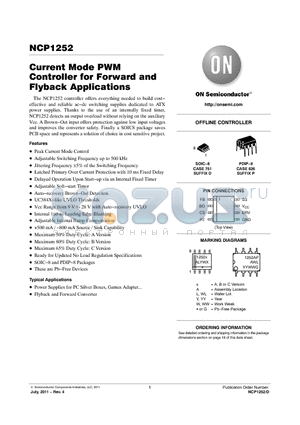 NCP1252ADR2G datasheet - Current Mode PWM Controller for Forward and Flyback Applications