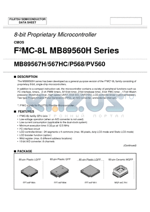 MB89P568PFM-102 datasheet - 8-bit Proprietary Microcontroller CMOS