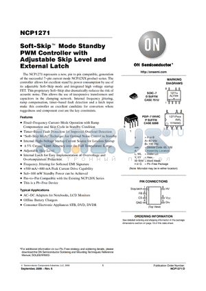 NCP1271D100R2G datasheet - Soft−Skip Mode Standby PWM Controller with Adjustable Skip Level and External Latch