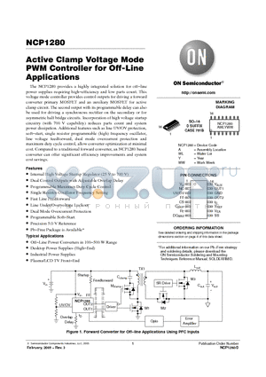 NCP1280 datasheet - Active Clamp Voltage Mode PWM Controller for Off-Line Applications