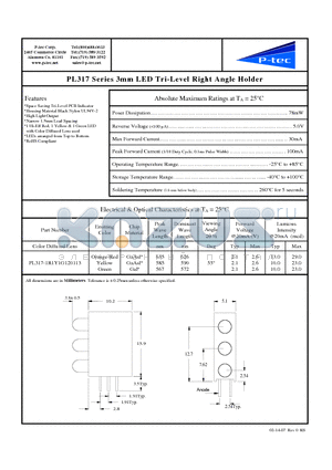 PL317-1R1Y1G120113 datasheet - 3mm LED Tri-Level Right Angle Holder