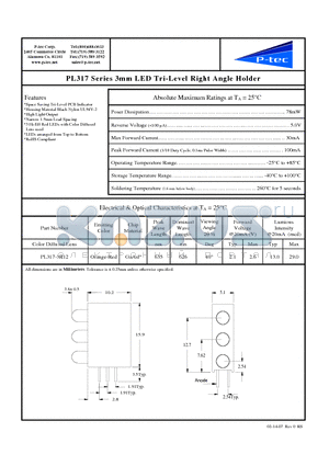 PL317-3R12 datasheet - 3mm LED Tri-Level Right Angle Holder