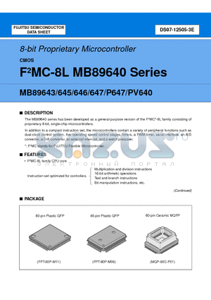 MB89P647PFM datasheet - 8-bit Proprietary Microcontroller