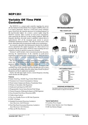 NCP1351BDR2G datasheet - Variable Off Time PWM Controller