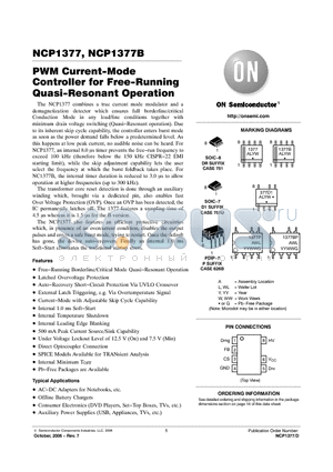 NCP1377B datasheet - PWM Current−Mode Controller for Free−Running Quasi−Resonant Operation