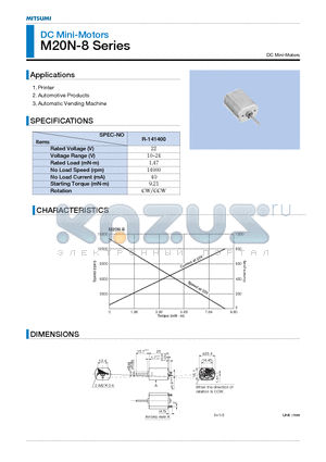 M20N-8 datasheet - DC Mini-Motors