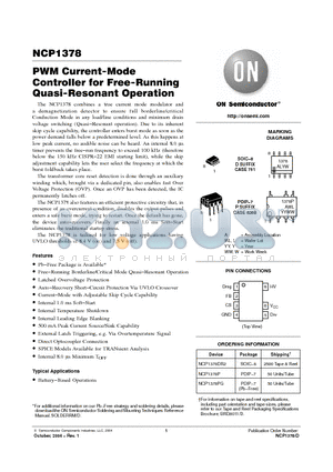 NCP1378DR2 datasheet - PWM Current-Mode Controller for Free-Running Quasi-Resonant Operation