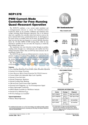 NCP1378DR2G datasheet - PWM Current−Mode Controller for Free−Running Quasi−Resonant Operation