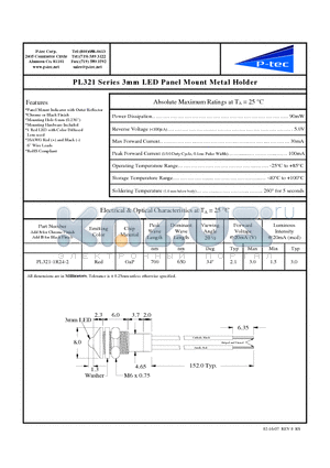 PL321-1R24-2 datasheet - 3mm LED Panel Mount Metal Holder