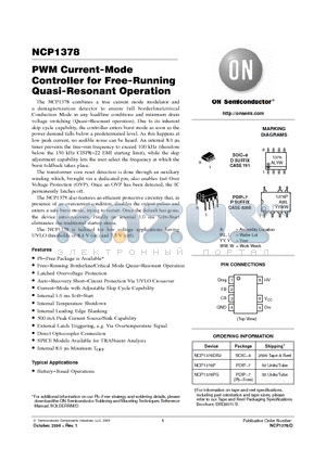 NCP1378PG datasheet - PWM Current-Mode Controller for Free-Running Quasi-Resonant Operation