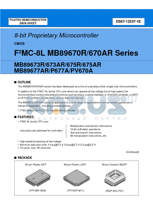 MB89P677A datasheet - 8-bit Proprietary Microcontroller