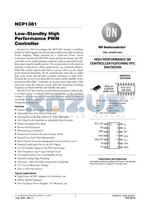 NCP1381 datasheet - Low−Standby High Performance PWM Controller