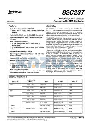 MR82C237 datasheet - CMOS High Performance Programmable DMA Controller