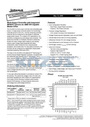 ISL6265 datasheet - Multi-Output Controller with Integrated MOSFET Drivers for AMD SVI Capable