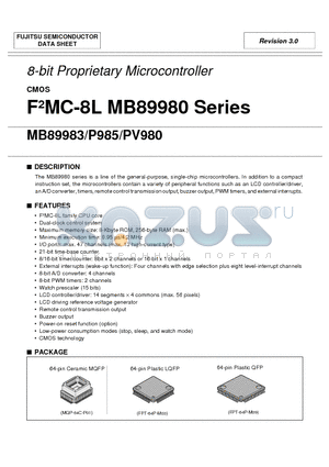 MB89P985 datasheet - 8-bit Proprietary Microcontroller