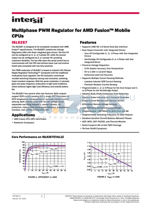 ISL6267 datasheet - Multiphase PWM Regulator for AMD Fusion Mobile CPUs