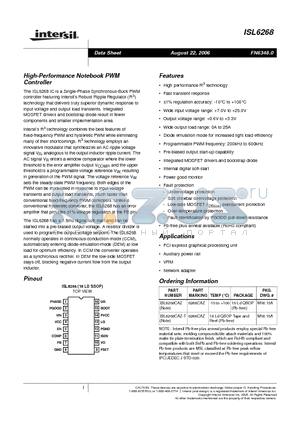 ISL6268 datasheet - High-Performance Notebook PWM Controller