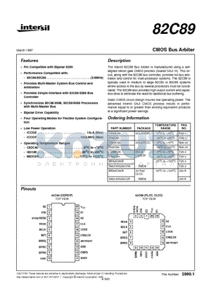 MR82C89B datasheet - CMOS Bus Arbiter