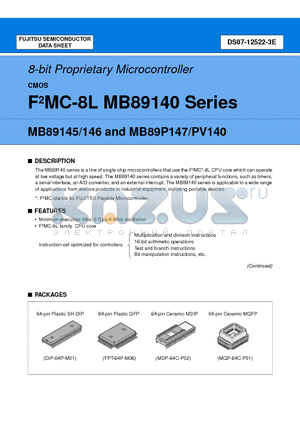 MB89PV140 datasheet - 8-bit Proprietary Microcontroller